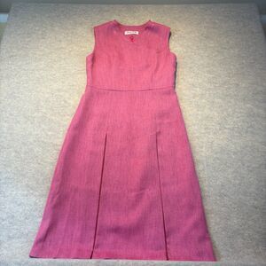 Y2K 原創草堂 Taipei Sleeveless Sheath Dress Raspberry Pink Textured Woven V-Neck-S